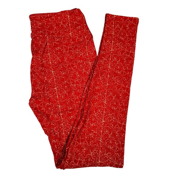 LuLaRoe Geometric Red and Cream Tile Mosaic Pattern New Leggings One Size OS - Picture 1 of 6